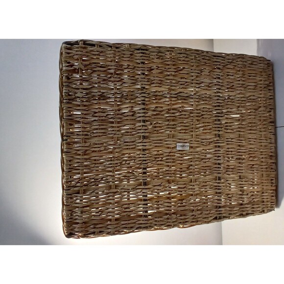 Crate & Barrel Rectangle Rattan Wicker & Metal Serving Basket Casserole Handles - Picture 5 of 9
